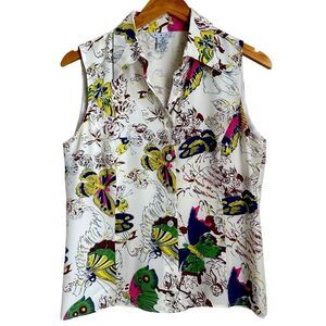 CAbi Multicolor Floral Sleeveless Blouse